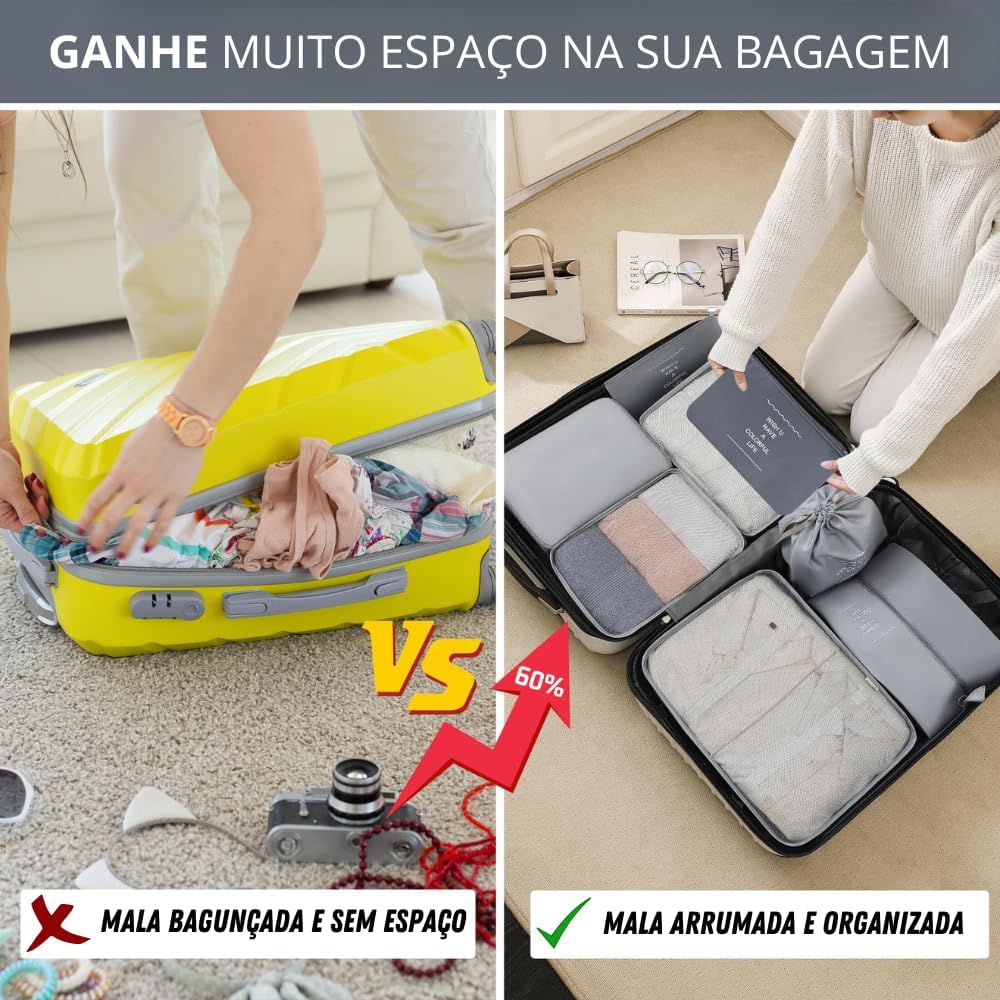Organizadores de Viagem Essential - 7 peças