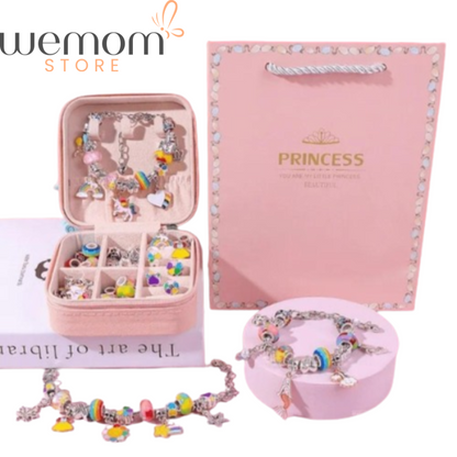 Kit Pulseira Berloque Unicórnio com Brinde Especial Porta Joias