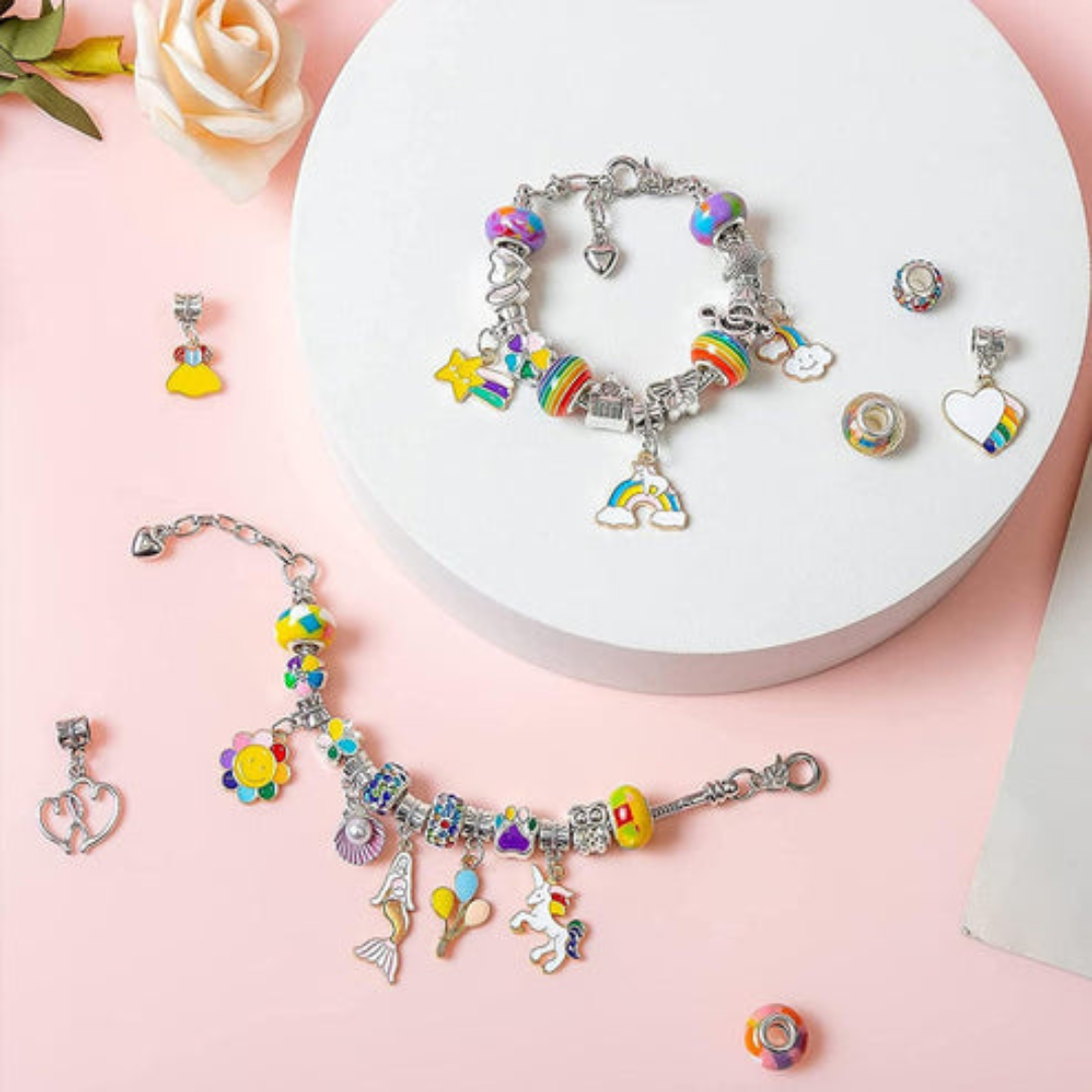 Kit Pulseira Berloque Unicórnio com Brinde Especial Porta Joias