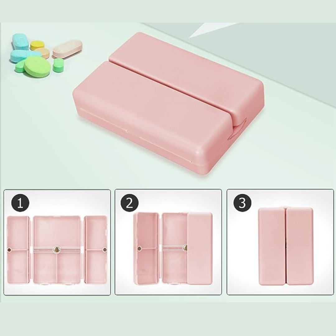 Case Portátil Pill - Porta Comprimidos Bege