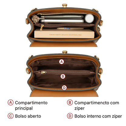 Bolsa Feminina Média Transversal Vintage Larissa