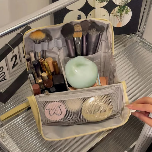Necessaire Bolsa de Maquiagem Vertical Portátil – Grande Capacidade e Design Inteligente